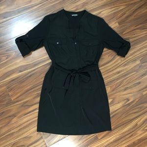 Express- Black-Buttoned Shirt Dress